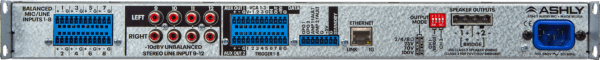 Ashly audio mixer rear panel view.