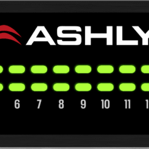 Audio processor with LED indicators and controls.