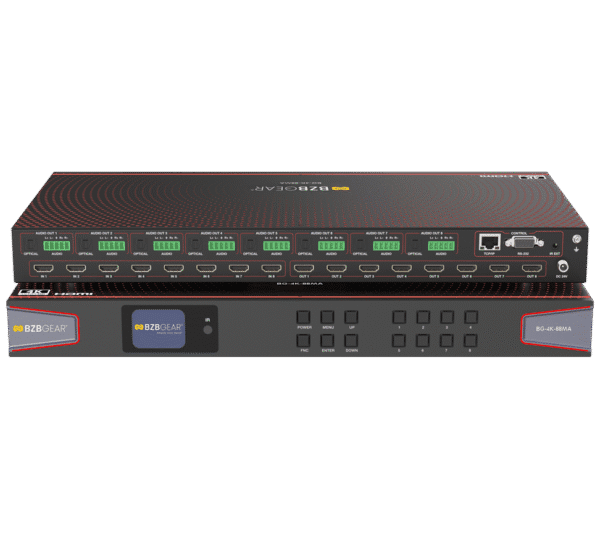 8x8 4K UHD HDMI 2.0 Matrix Switcher with Audio De-embedding and Independent Routing (4K60 - 4:4:4 and HDR Support)