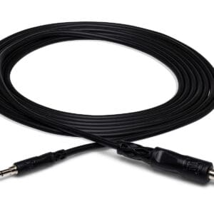 Black audio cable with two different connectors.