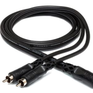 Black audio RCA cables with connectors.