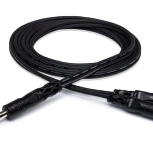 Black audio cable with dual RCA connectors.