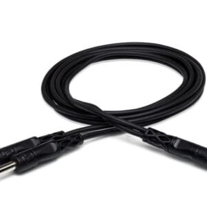 Black audio cable with dual connectors.