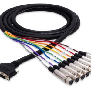 Audio snake cable with multiple connectors.