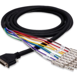 Audio snake cable with multiple connectors.