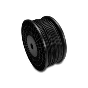 Black cable spool on white background.