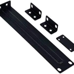 Black metal brackets and plates set.