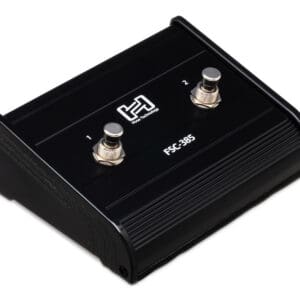 Black dual footswitch with two metal buttons.