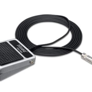 Guitar pedal with a coiled cable.