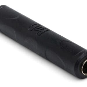 Black bicycle handlebar grip with logo.