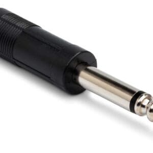 Audio jack adapter with black casing.