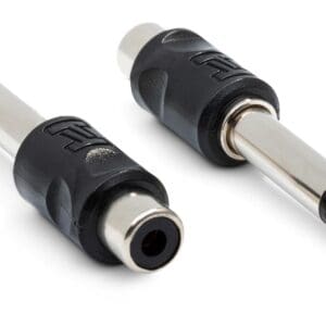 Two audio jack adapters on white background.