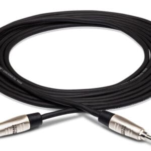 Black audio cable with silver connectors.