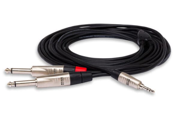 Pro Stereo Breakout, REAN 3.5 mm TRS to Dual 1/4 in TS, 3 ft