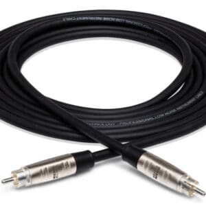 Black audio cable with RCA connectors.