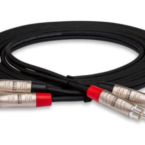 Black RCA audio cables with metal connectors.
