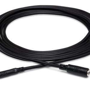 Black audio extension cable with connectors.