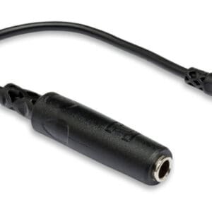 Audio adapter cable with right-angle connector.