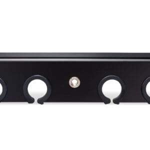 Black wall-mounted holder with four slots.