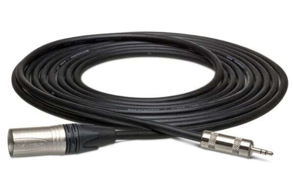 Camcorder Microphone Cable, Hosa 3.5 mm TRS to Neutrik Right-angle XLR3M, 1.5 ft