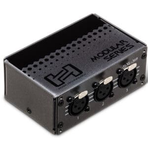 Audio interface box with three XLR inputs.