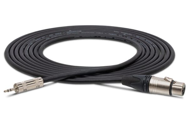 Camcorder Microphone Cable, Neutrik Right-angle XLR3F to Hosa 3.5 mm TRS, 15 ft