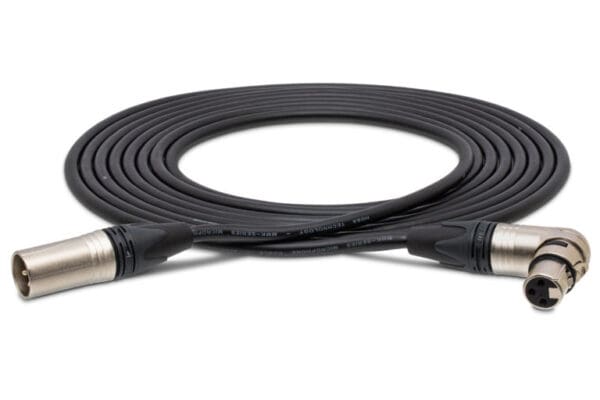 Camcorder Microphone Cable, Neutrik Right-angle XLR3F to XLR3M, 15 ft