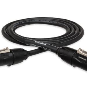 Black coiled power cable with connectors.