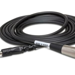 Audio cable with XLR and 1/4 inch connectors.