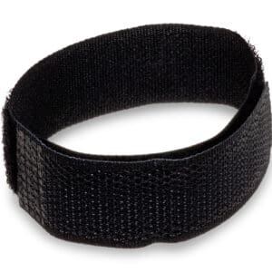 Black velcro strap on white background.