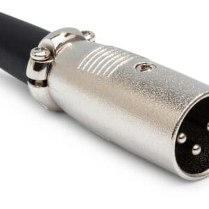 Silver XLR audio connector with black cover.