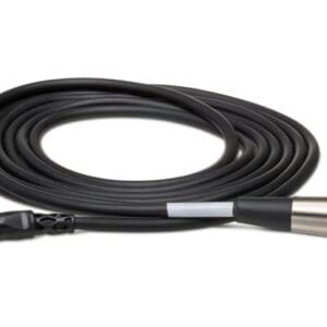 Black coiled audio cable with connectors.