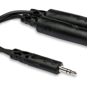 Audio splitter cable with dual headphone jacks.