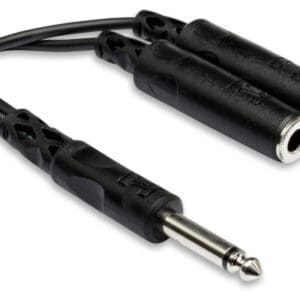 Audio splitter cable with two female jacks.