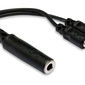 Audio splitter cable with dual RCA connectors.