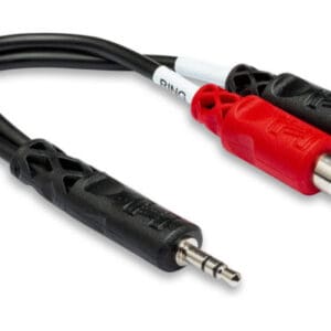 Audio cable with RCA and 3.5mm connectors.