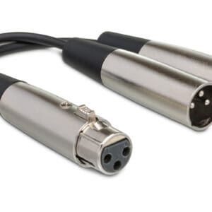XLR audio cable splitter with three connectors.