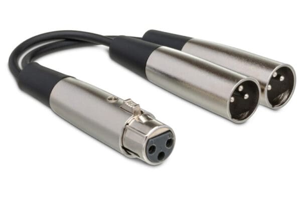 Y Cable, XLR3F to Dual XLR3M, 6 in