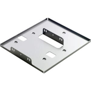 Metal mounting bracket with cut-out slots.