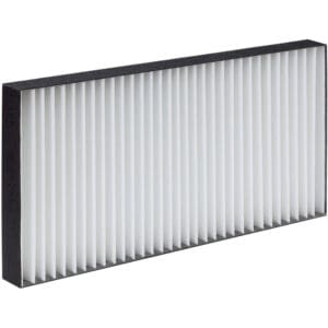Rectangular air filter with pleated design.