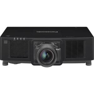 Black Panasonic projector with prominent lens.